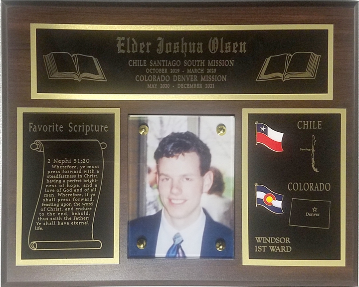 Individual Missionary Plaque w/2 Missions Individual Missionary Plaque w/2 Missions